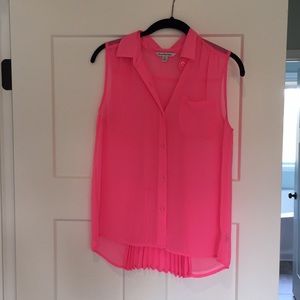 High low fluorescent sheer pink American Eagle top